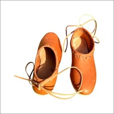 Roman leather lace ankle shoes pair brown Leather lace fasten shoe footwear