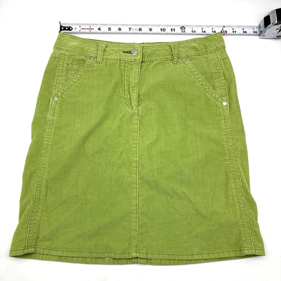 Vintage 90s Faded Glory Stretch Lime Green Corduroy Pencil Skirt Size 10 30x19" - Image 4 of 4