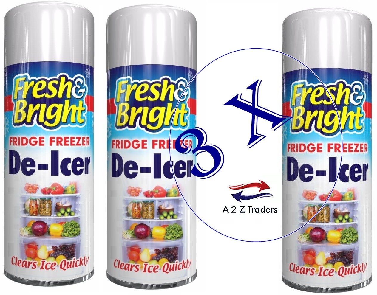 3 x Fridge Freezer De Icer Spray Defrost Ice Quickly Anti Bacterial