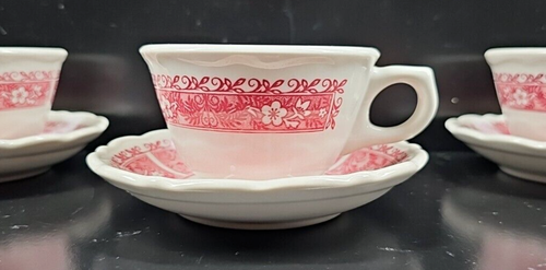 7 Syracuse China Strawberry Hill Pink Cup Saucer Set Vintage Restuarant Ware Lot - Picture 22 of 24