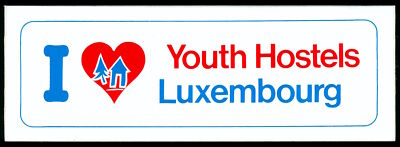 Werbe Aufkleber - I Love Youth Hostels Luxembourg - 14x5cm - Vintage 80er 90er