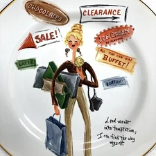 Glamour Girls Salad Dessert Snack Plates Sakura Stoneware Set of 3 - 8.25" dia.