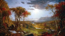 Autumn on the Hudson River Painting by Jasper Francis Cropsey Art Reproduction