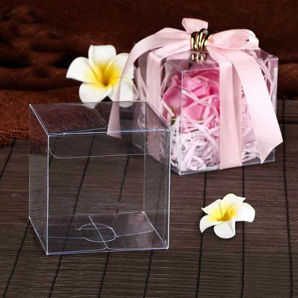 200pcs Clear Square PVC Boxes Macaron Cupcake Packing Wedding Baby Shower Favors - image 3 of 4