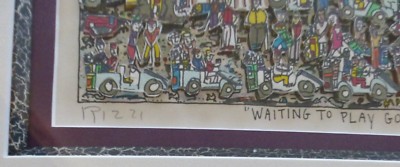 ジェームスリジィ　WAITING TO PLAY GOLF James Rizzi Waiting to play Golf 1989 Hand Signed 3-D
