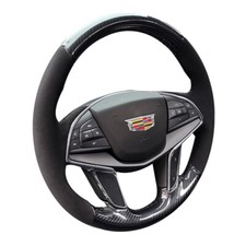 Carbon Fiber&Suede Car Steering Wheel Hand-stitch on Cover For Cadillac XT5