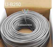 250ft Cat5e 350MHz UTP 24AWG solid pure copper, Riser Rated CMR Bulk Cable, Gray
