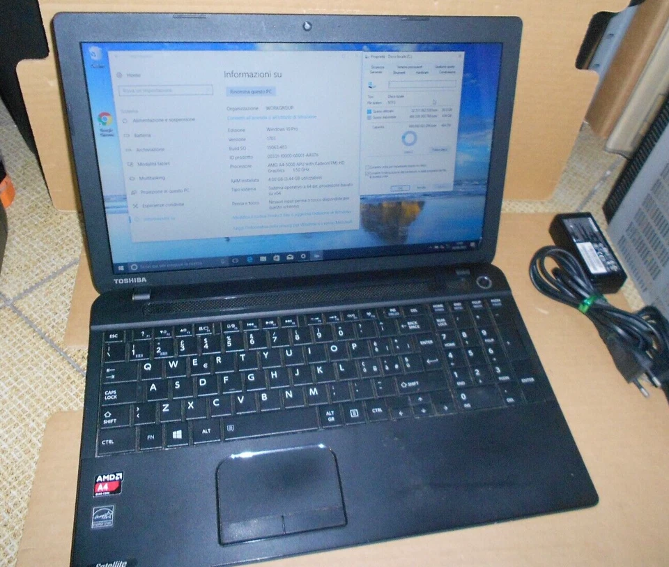 NOTEBOOK TOSHIBA C50D cpu AMD A4-5000  -  4GB RAM - Hdd 500GB - Immagine 2 di 4