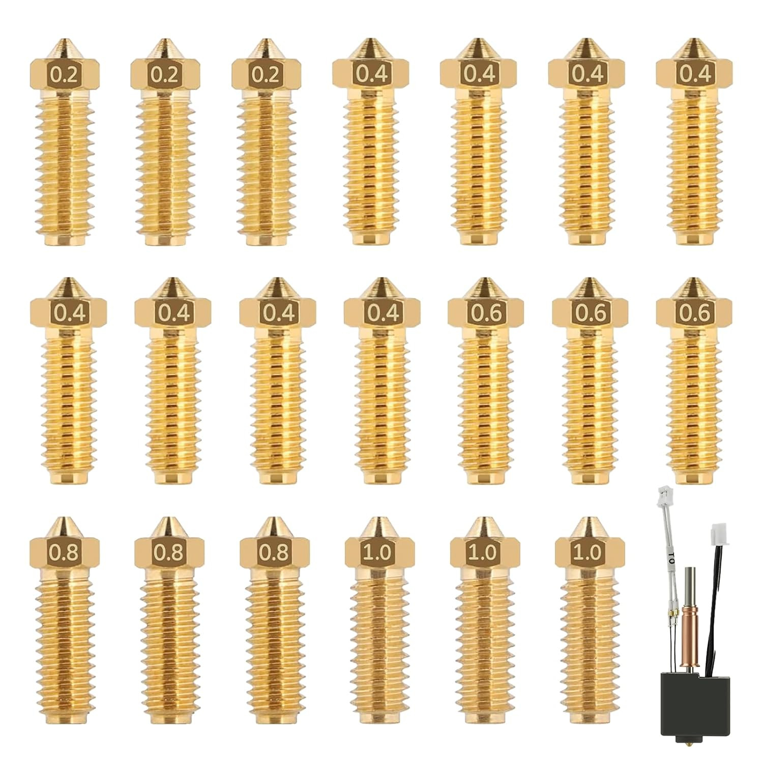 20-Teiliges Barss-Düsen-Set Für Kobra 3/Kobra S1, 3D Drucker Düsen Nozzle Set Fü