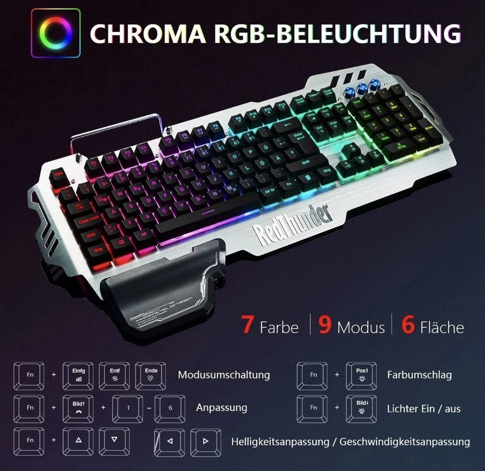 RedThunder K900 RGB | Halbmechanisch | Anti-Ghosting | Spielerisch - Bild 3 von 4