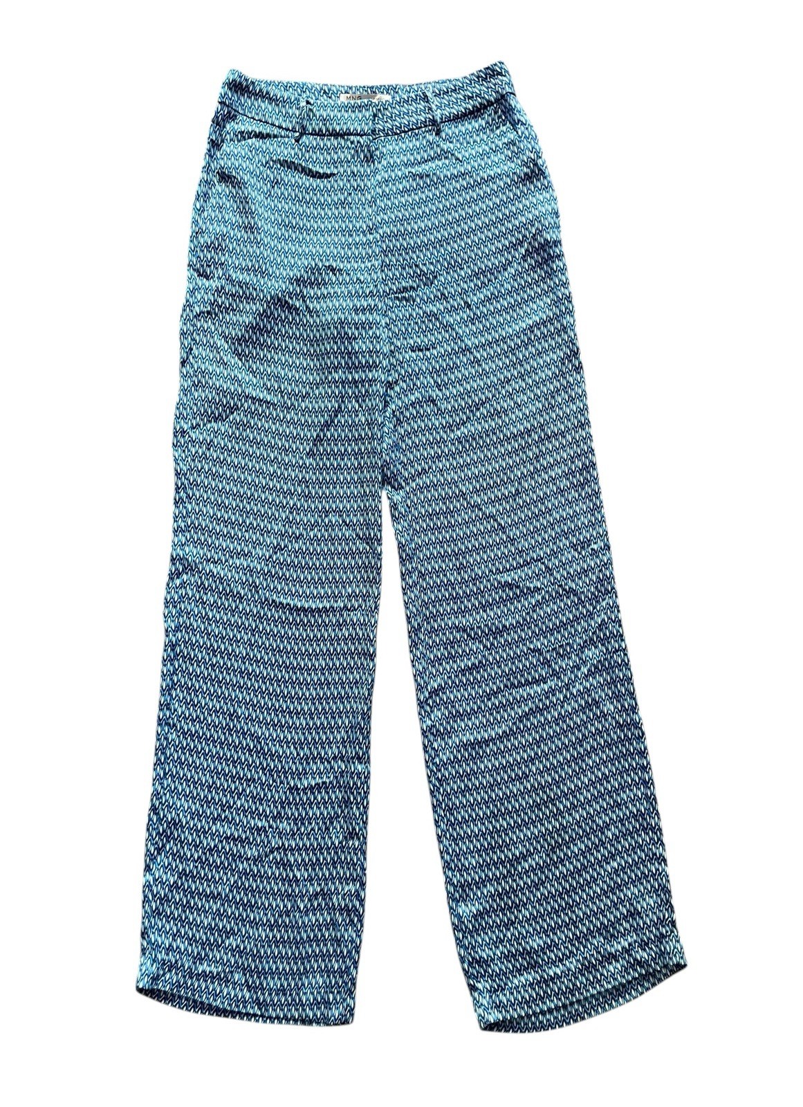 Mango Blue Geometric Pattern Trouser Pants • Soft… - image 1