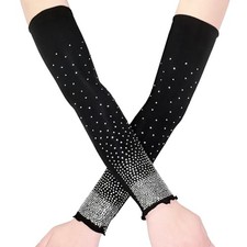 Sun Protection Arm Sleeves for Women, Ice Cooling Compression Arm Sleeves Black