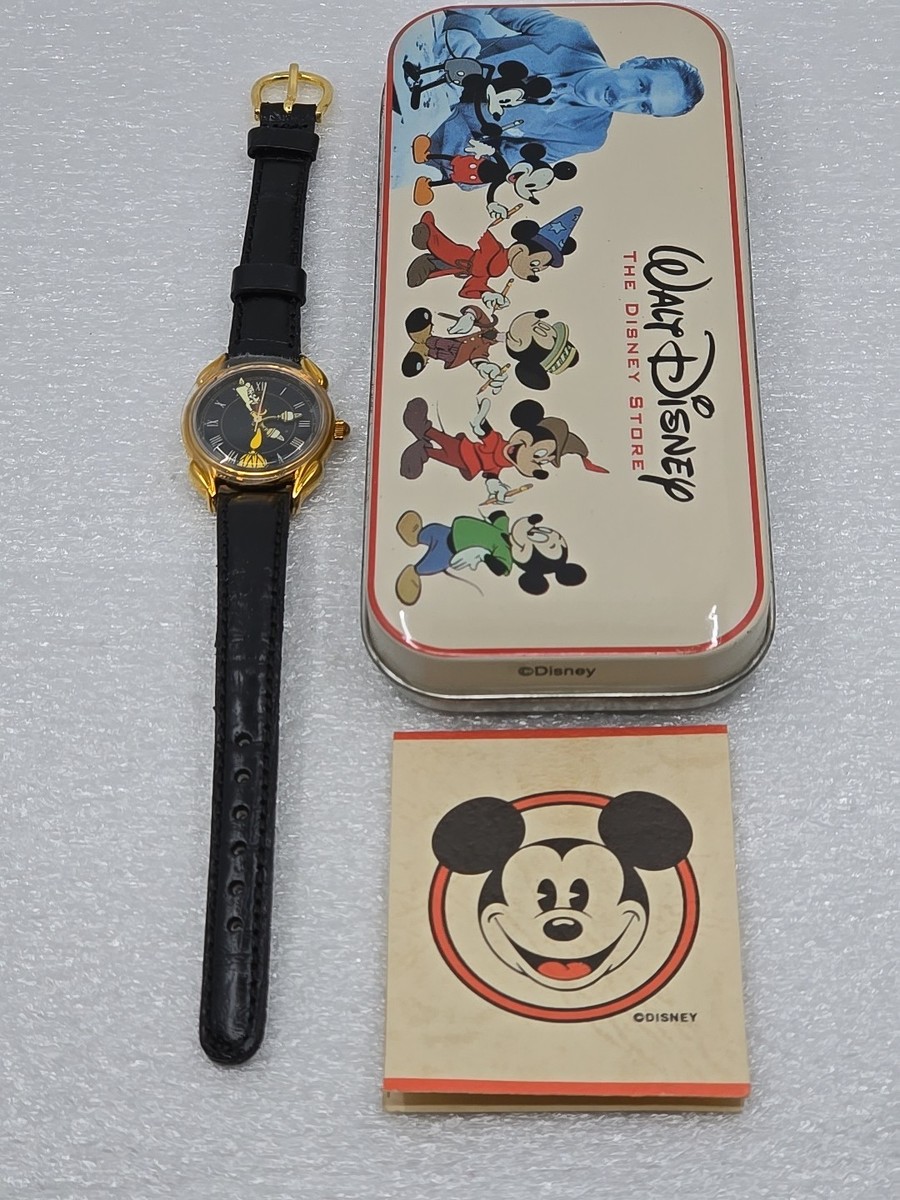 Disney Black and Gold Watch Collection Vintage Disney Time Works Quartz Watch C. 1990s Black Dial  main image 3