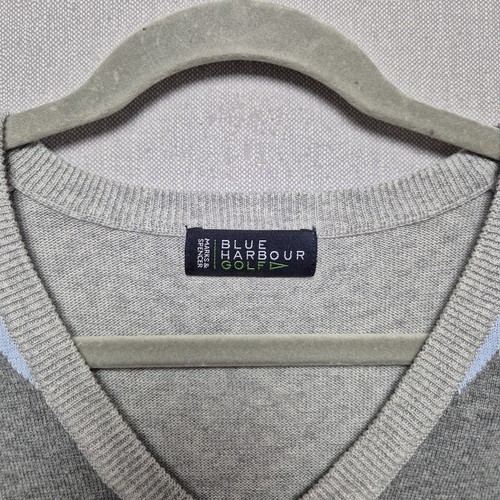 Vintage M&S Golf Sweater Vest Mens XL Argyle Grey Knitted Jersey Sleeveless - Picture 3 of 7