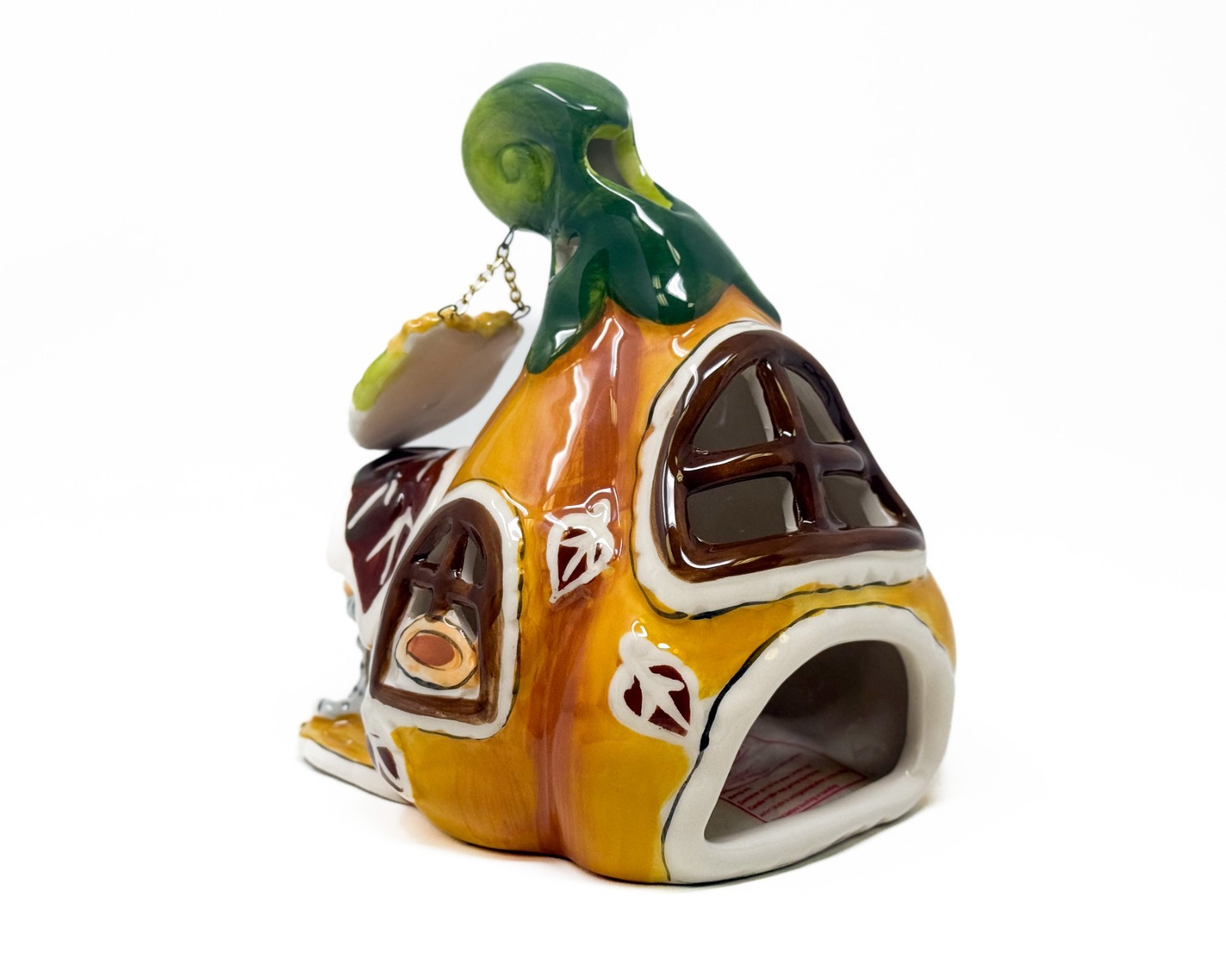 Blue Sky Clayworks Pumpkin Pie Cottage Tealight House Cat Figurine Fall Decor