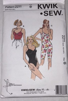 Kwik Sew 2211 Misses Leotard Top & Unitard Pattern Vtg 1980s Sz XS-S-M-L Uncut