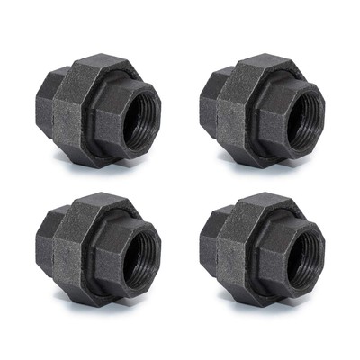 1/2'' Industrial Malleable Cast Iron Union, 4 Pack 1/2'' Female Pipe Fitting Un...