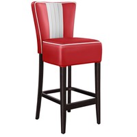 2Er-Set American 1 | Barhocker | Rot | Leder | American Barhocker, American D...