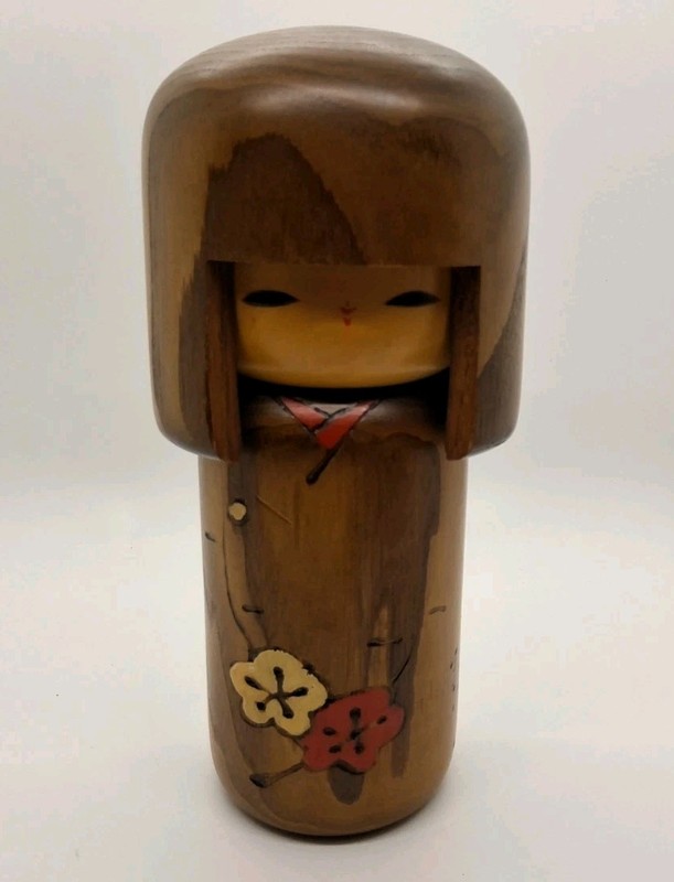 RARE Kokeshi Doll 'Camellia' Handcraft Modern Sosaku by Usaburo "Accessory Case"