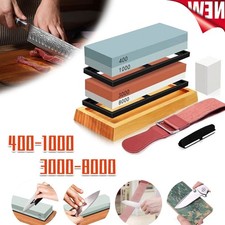 Knife Sharpening Stone Kit 400/1000 3000/8000 Grit Double Sided Whetstone w/Base