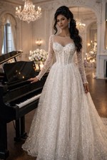 NWT Size 12 Ivory Sparkle Ball Gown Wedding Dress   Pearl  Sequin