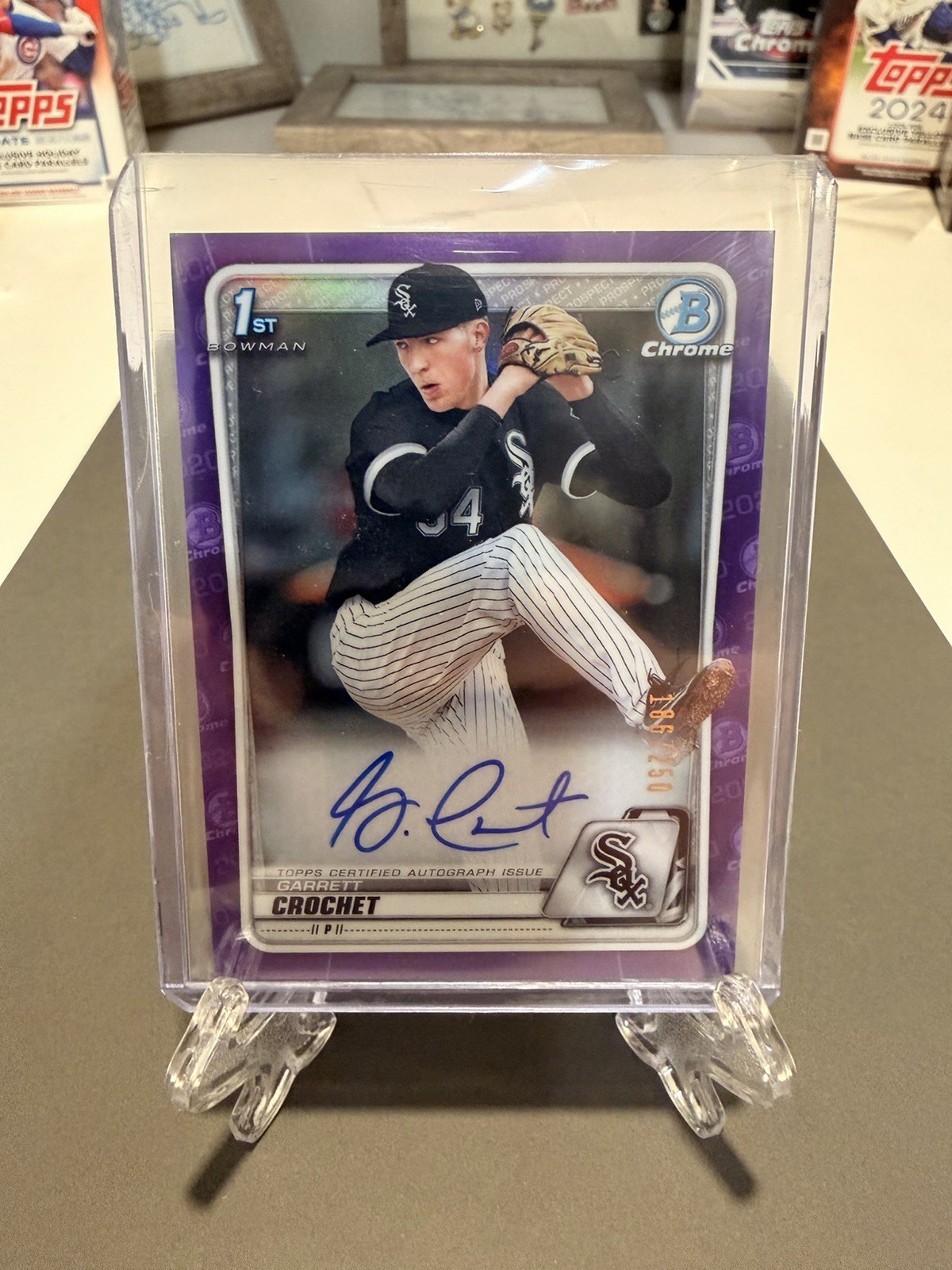2020 Bowman Chrome Draft Garrett Crochet 1st Rookie Purple Refractor Auto /250