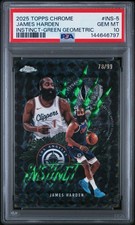 JAMES HARDEN 2025-26 TOPPS CHROME INSTINCT GREEN GEOMETRIC /99 PSA 10 HOF