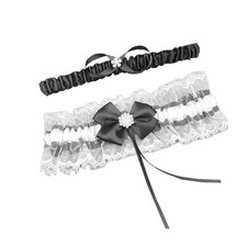 Wedding Garter Set for Bride 2 PCS Lace Bow Bridal Leg Garter Toss Away