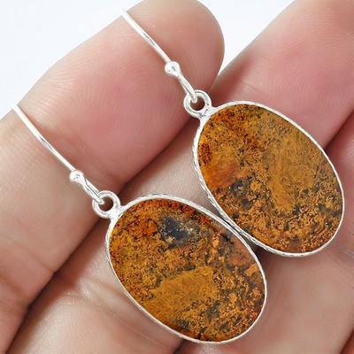 Natürlicher roter Moosachat 925 Sterling Silber Ohrringe Schmuck E-1001