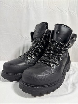 Bogner Ice Track Boots Size 45 Black Lace Up Leather Black 11.5