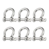 "6Pcs 304 Edelstahl SchraubstiftschäKel, Geschweifter SchäKel, 6Mm, 1/4\", 485 Lb"