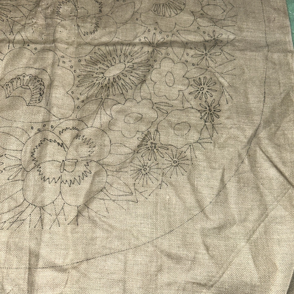Vintage Pillow Embroidery Needlework Hooking Pattern On Fabric UNFINISHED 16.5” - Image 3 of 4
