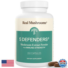 Real Mushrooms 5 Defenders Mushroom Complex Organic Adaptogenic Mushroom Blend