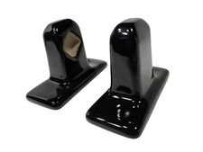 Black Ceramic Tile Towel Bar Rod Rack Post Holder Brackets Mid Century Modern