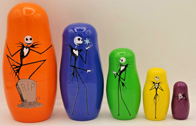 Nightmare Before Christmas Wooden Nesting Doll Set NECA Jack Skellington RARE
