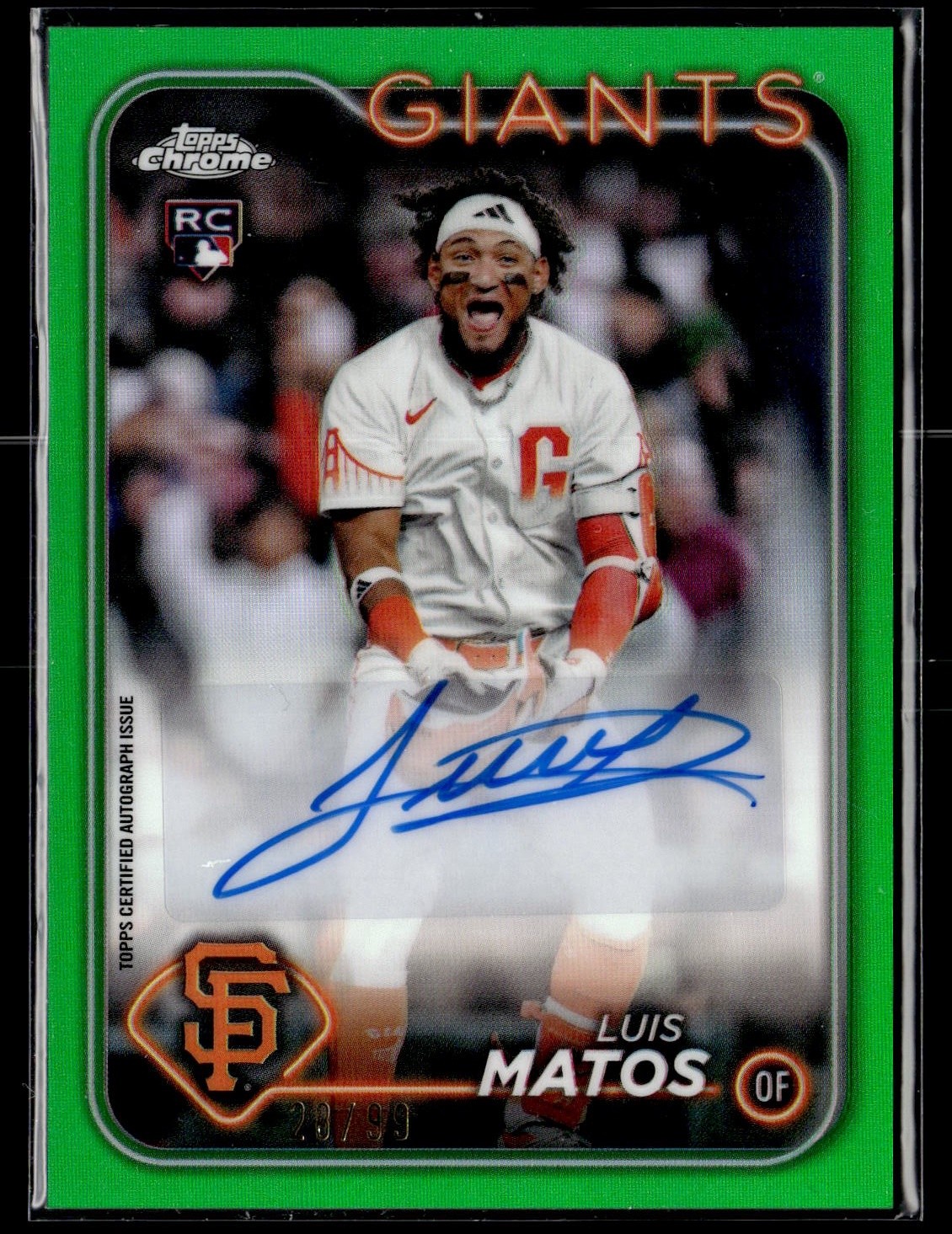 2024 Topps Chrome Update #AC-LM Luis Matos Autographs Green Refractors #/99