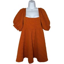 Free People Violet Style Mini Dress Burnt Orange Size XSmall Flirty Puff Sleeves