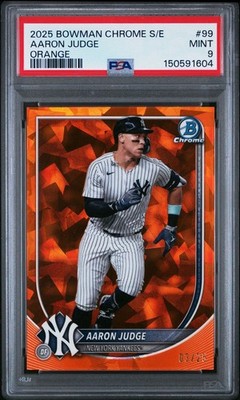 2025 Topps Bowman Chrome Aaron Judge ORANGE Sapphire Refractor /25 PSA 9 MVP