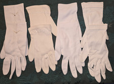 4 Vintage Pairs of Ladies Gloves, White, Decorative Details