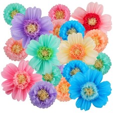 24 PCS Colorful Giant 20 Inch Mexican Tissue Paper Flowers Pom Poms Fiesta Decor