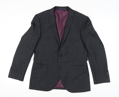 Next Herren Anzugjacke grau 38 S kurz einreihig Kerb Revers
