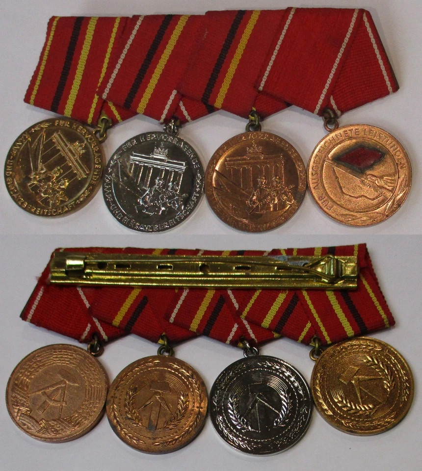 DDR Ordensspange mit 4 Orden Kampfgruppe (124486) - Bild 1 von 1
