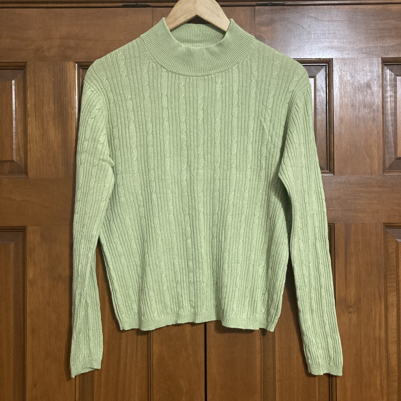VTG Joseph A. Women’s Sz Medium Cable Knit Silk Cashmere Mock Neck Sweater