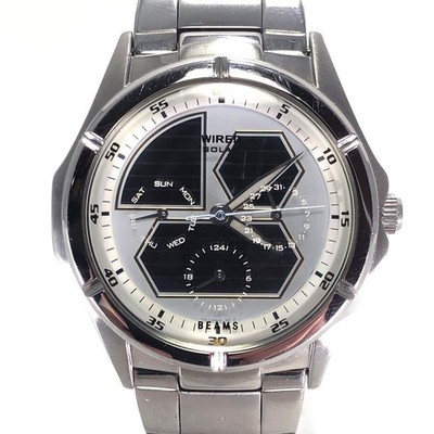 SEIKO WIRED x BEAMS Solar Quartz Watch V14J-0AZ0 Silver Stainless Steel Japan
