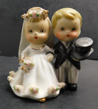 Vintage 1950s Lefton Porcelain Bell Bride Groom Cake Topper Wedding/ Decor