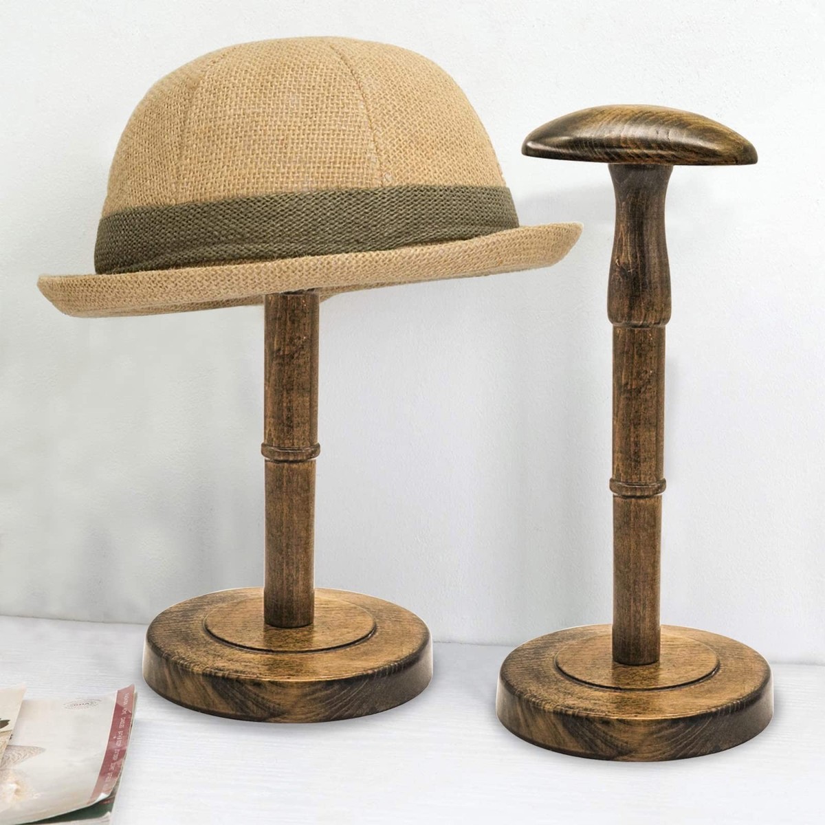 Freestanding Cowboy Hat Stands, Tabletop Baseball Hat Rack, Wood