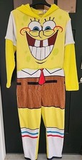 SpongeBob Adult Fleece One Piece Zip Pajamas Costume Large