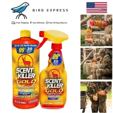 Scent Killer Gold Spray Refill 44oz Hunting Scent Eliminator with Hunt Dry Te...