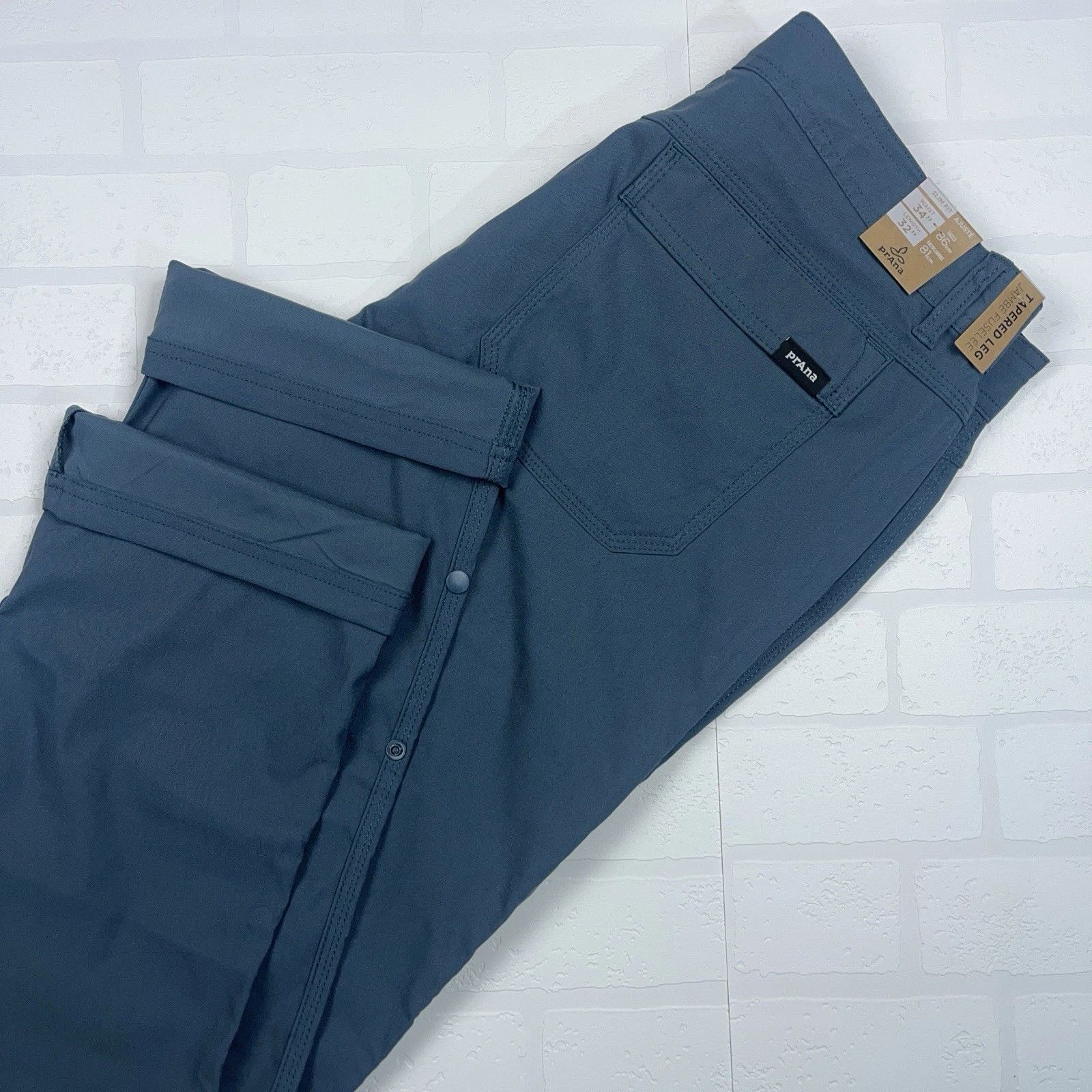 PrAna Stretch Zion Pants Men's 34x32 Tapered Slim Fit Grey Blue Hiking Roll Up
Opens in a new window