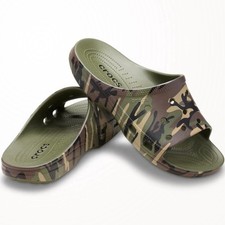 Crocs Classic Saturday Slides Sandals Army Green Camouflage Camo Mens Size 12